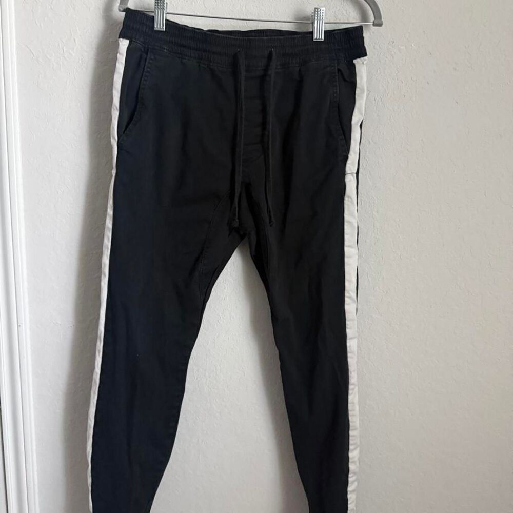 Hollister Black Super Skinny Joggers White Stripe Size M